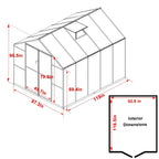 VEIKOUS Aluminum Walk-In Garden Greenhouse Kit with Adjustable Roof Vent and Lockable Door Grey