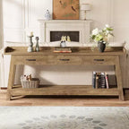 Lantine 2-Tier Sofa Table with 3 Drawers, 70.9 Console Table with Raised Baffle and Storage Shelves for Living Room, Hallway, Entryway