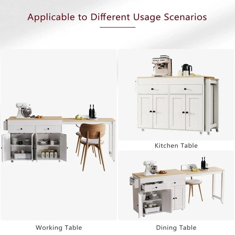 Abner Kitchen Island with Extendable Dining Table