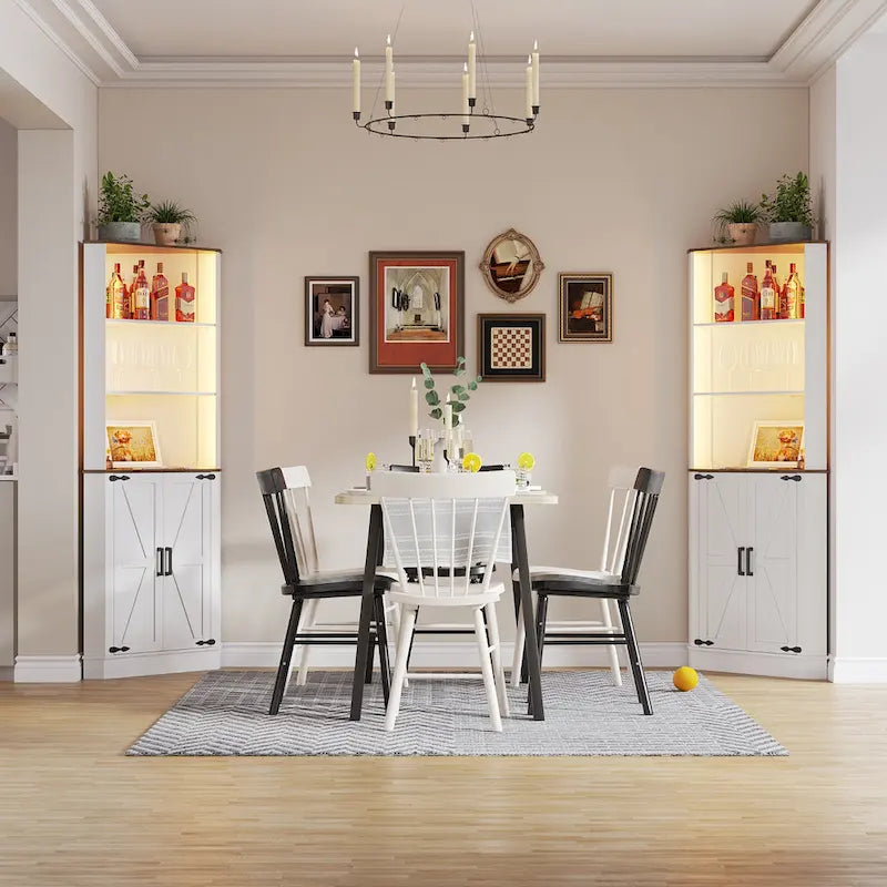 66 Tall Corner Cabinet With Led Light