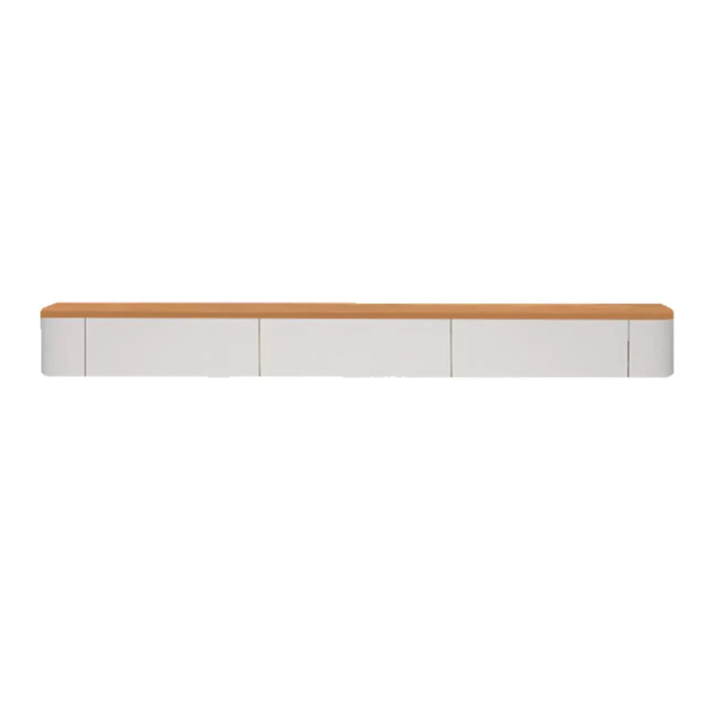Contemporary Long White Wood Floating TV Stand with Drawers