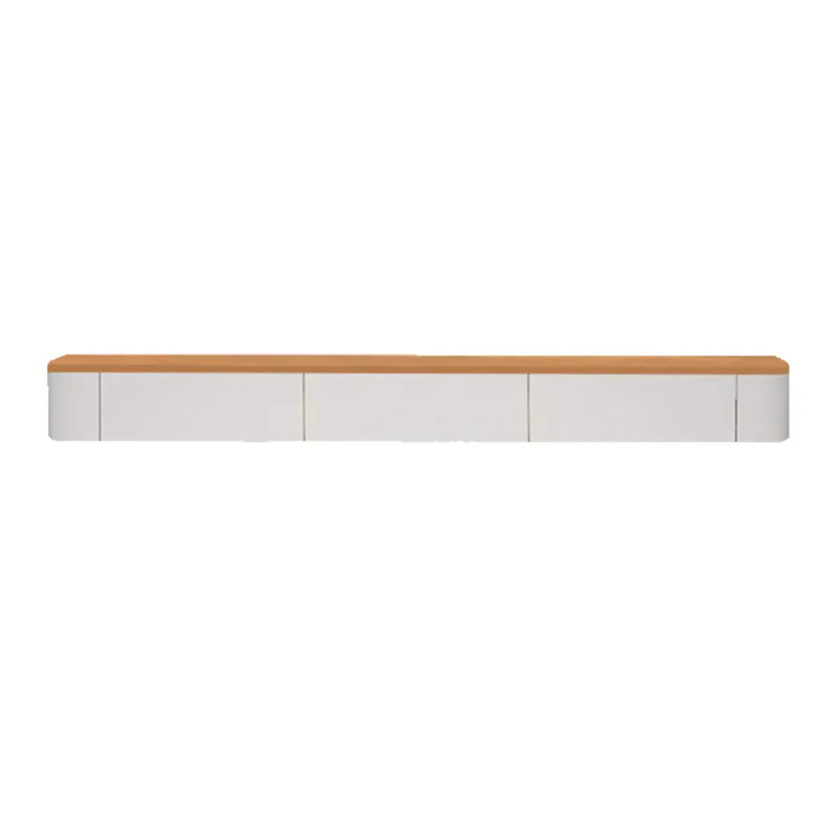 Contemporary Long White Wood Floating TV Stand with Drawers