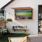 55 in Outdoor TV Enclosure, Solid Wood Weatherproof TV Cover with 4D Adjustable Mount & Fold-Up Door (Fits 44-55 in TVs)