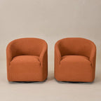 KINWELL 32 W Boucle Upholstered Swivel Barrel Armchair (Set of 2)