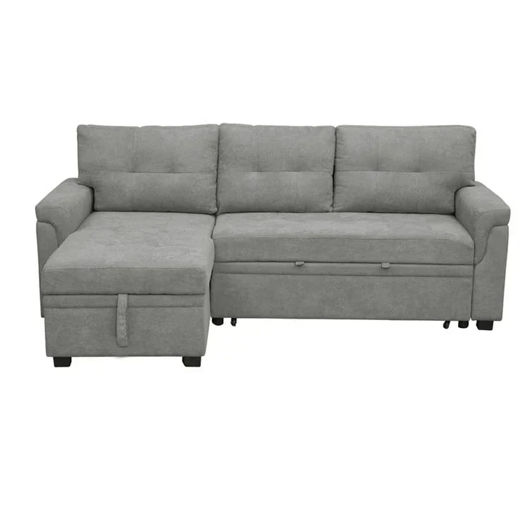 Convertible Reversible Sectional Sofa with Pull-Out Sleeper Bed, Hidden Storage Chaise, and Durable Legs
