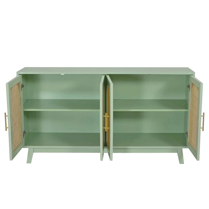 4-Door Cabinet with Rattan Doors