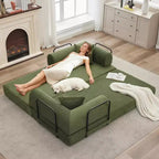 Acekool Convertible Sleeper Sofa Bed Floor Couch with Deep Seat and Corduroy Comfort