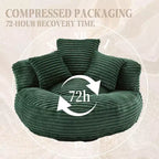 Bean Bag Sofa for Adults Kids, Oversized Corduroy Bean Bag Chair with 3 Pillows & Armrest for Living Room Bedroom