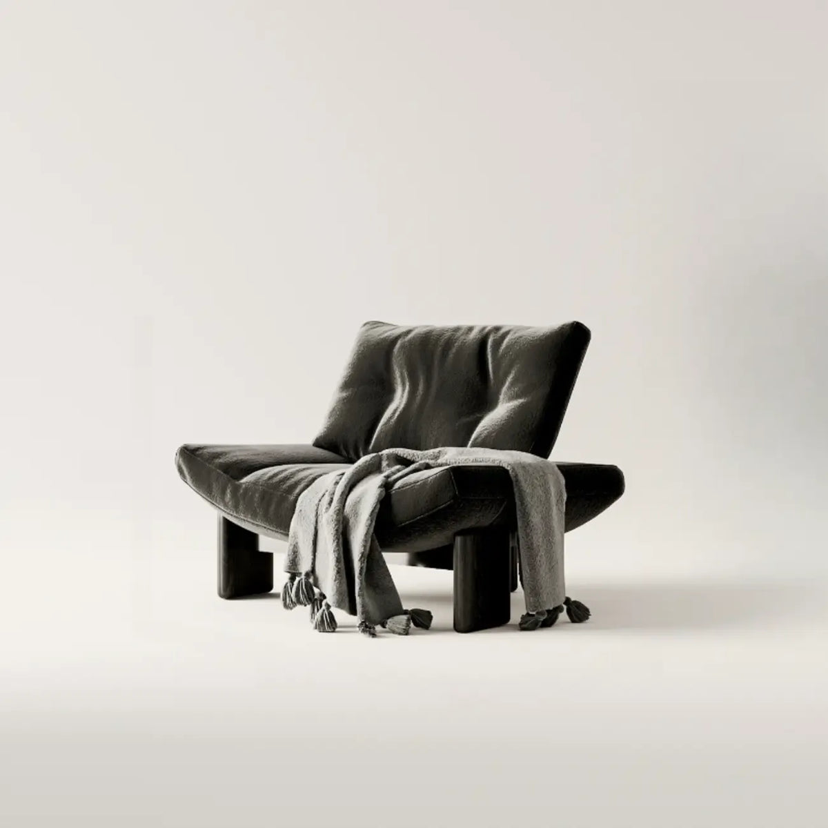 Contemporary Black Tufted Armless Chenille Accent Chair