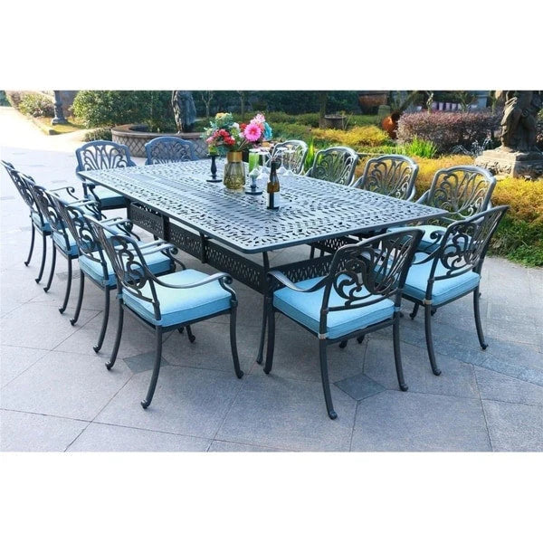 Manasquan 13-piece Gunmetal Aluminum Dining Set by Havenside Home