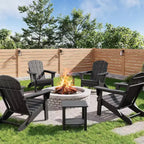 Folding Adirondack Chairs Set of 2 with Side Table, HDPE Plastic Wood Texture, 380lbs Capacity,Weather Resistant Outdoor Set for Patio, Deck,Fire Pit