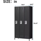 Garvee Steel Storage Locker Cabinet, 72 Heavy-Duty Metal Locker for School, Gym & Office, Black