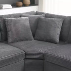 106 Convertible L Shaped Sectional Sofa Corduroy Corner Couch with Armrest Storage Cup Holders USB Charger Oversized Comfy Modular Sofa