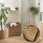 Casafield 2-Section Laundry Hamper with Lid and Removable Liner Bags, Woven Water Hyacinth Laundry Basket Sorter for Clothes