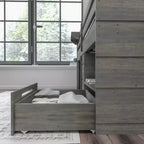 Max & Lily Modern Farmhouse Low Loft Bed with Storage Drawer, Solid Wood Bed for Kids