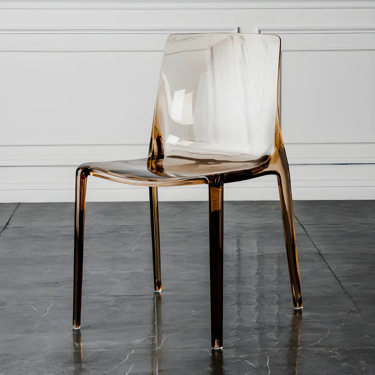 Amber Acrylic Armless Low Back Dining Chair