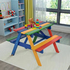 Costway 4 Seat Kids Picnic Table w/Umbrella Garden Yard Folding