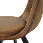 Dining Chair Set of 4 Suede Fabric Side Seating with Black Metal Legs