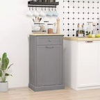 HOMCOM Kitchen Tilt Out Trash Bin Cabinet Free Standing Recycling Cabinet Trash Can Holder With Drawer