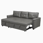 Convertible Reversible Sectional Sofa with Pull-Out Sleeper Bed, Hidden Storage Chaise, and Durable Legs
