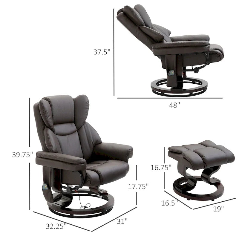 HOMCOM Massage Recliner Chair with Ottoman Footrest