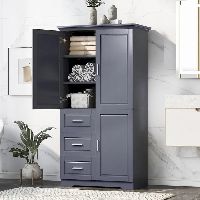 Tall and Wide Storage Cabinet with Doors for Bathroom/Office