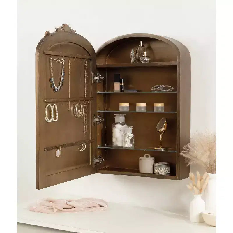 Kate & Laurel All Things Decor 20x6x30 Arendahl MDF Jewelry Cabinet with Mirror Gold
