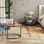 GALAXHERO Set of 2 Nesting Round Coffee Tables - 31.5 Center Tables with Storage & Metal Frame for Living Room/Apartment