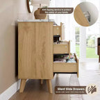 Fluted 9-Drawer Dresser, 60.6 Wide Wood Chest of Drawers with Deep Storage, for Bedroom, Living Room, or Hallway Use