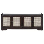 Whisen Rustic Wood Storage Bench, Entryway Shoe Bench with Removable Cushion, Adjustable Shelves