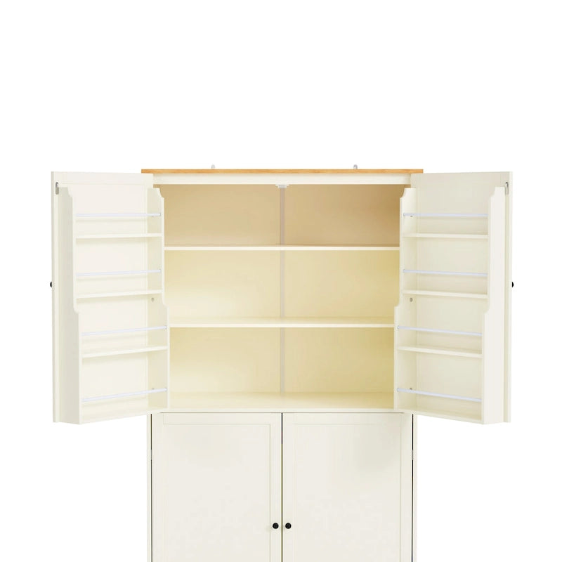 40.2x20x71.3 High Freestanding Kitchen Pantry Large Cupboard Storage Cabinet with 2 Drawers 2 Adjustable Shelves 8 Door Shelves