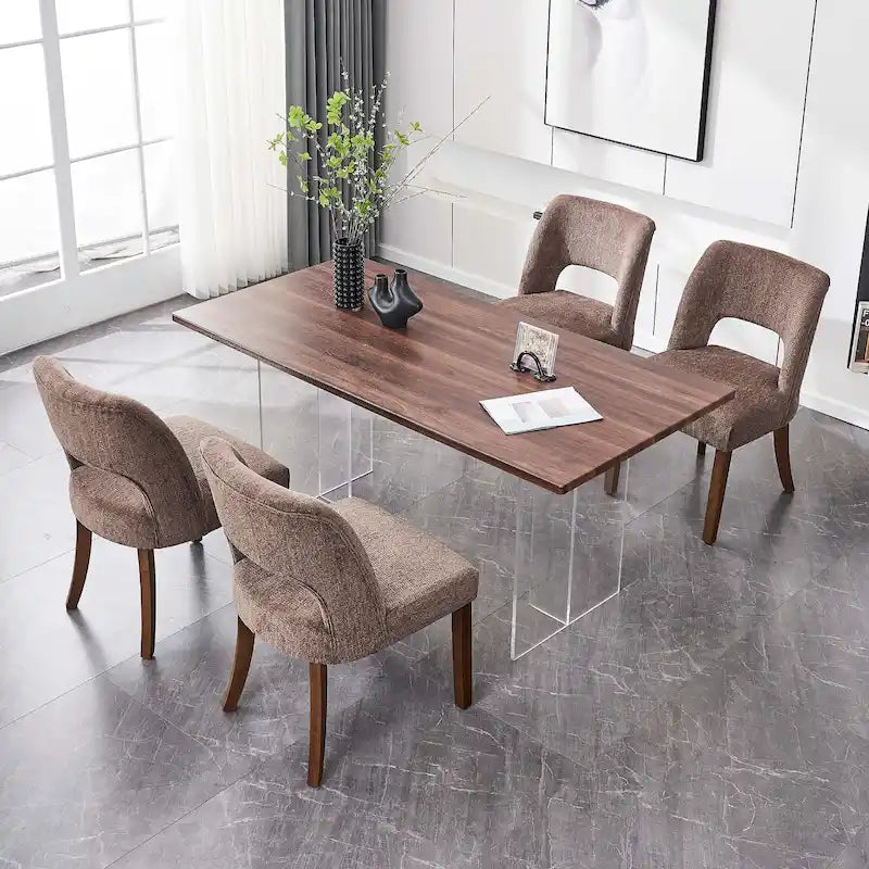 Set of 4 Fabric-upholstered Dining Chairs
