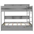 Luxystar Modern Full over Full Bunk Bed with Shelves and Trundle