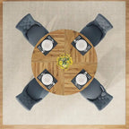 47 Inch Round Dining Table for 4, Wood Kitchen Dinner Table for Kitchen Dining Living Room - N/A