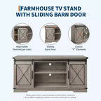Farmhouse TV Stand for TVs Up to 65, Entertainment Center with Sliding Barn Doors & Storage Cabinets, Media Console Table for Living Room, Bedroom