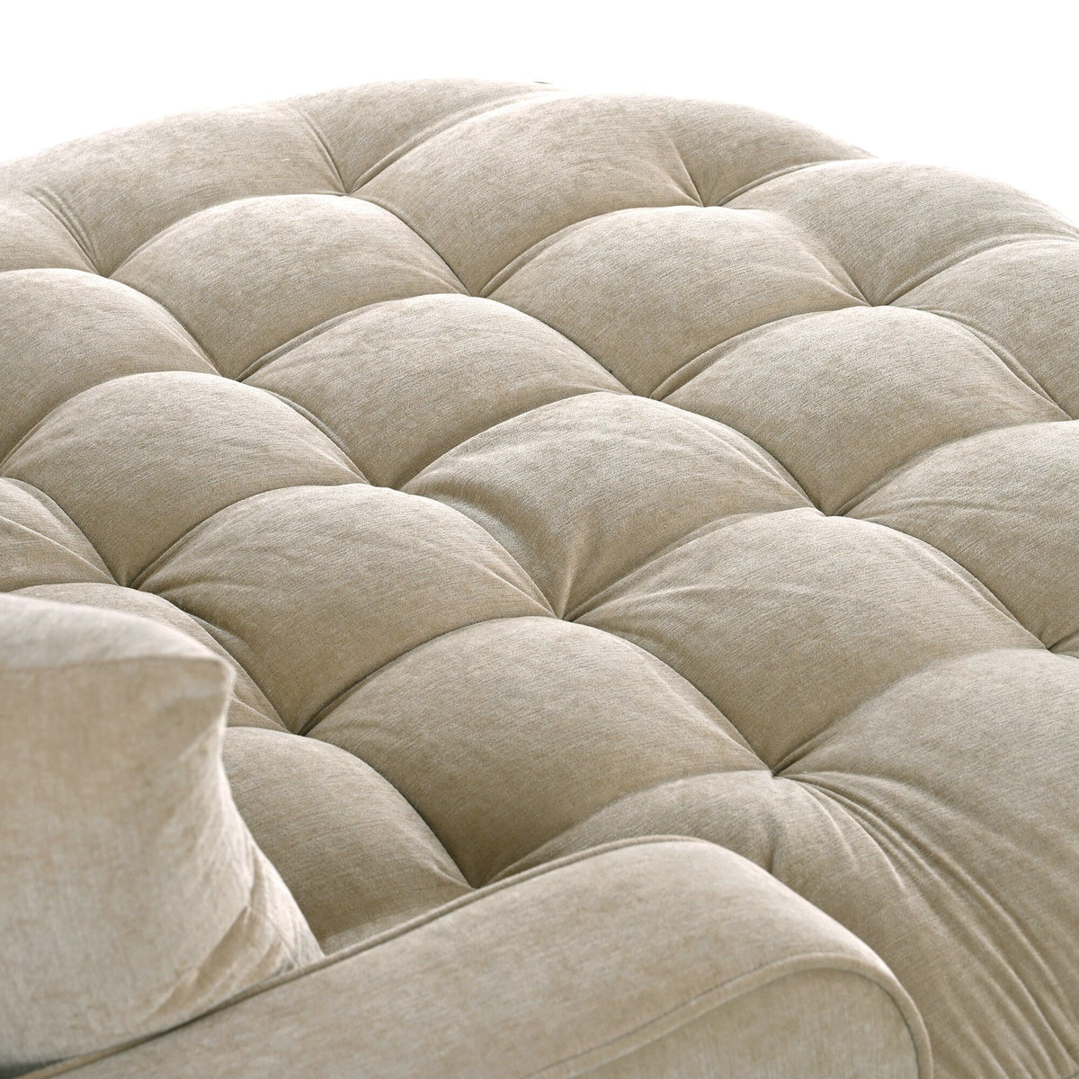 Chenille Chaise Lounge Sofa Bed, Upholstered Sofa Couch with Tufted Backrest and 2 Detachable Pillows for Living Room