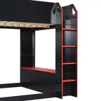 Loft Bed with Height-Adjustable Desk, RGB Lights and Storage, Full Size Space-Saving Bed for Teens & Adults