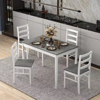 Costway 5-Piece Dining Set Solid Wood Kitchen Furniture with Rectangular Table & 4 Chairs Natural/Coffee/Grey