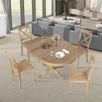42-54 Farmhouse Round Extendable Dining Table for 4