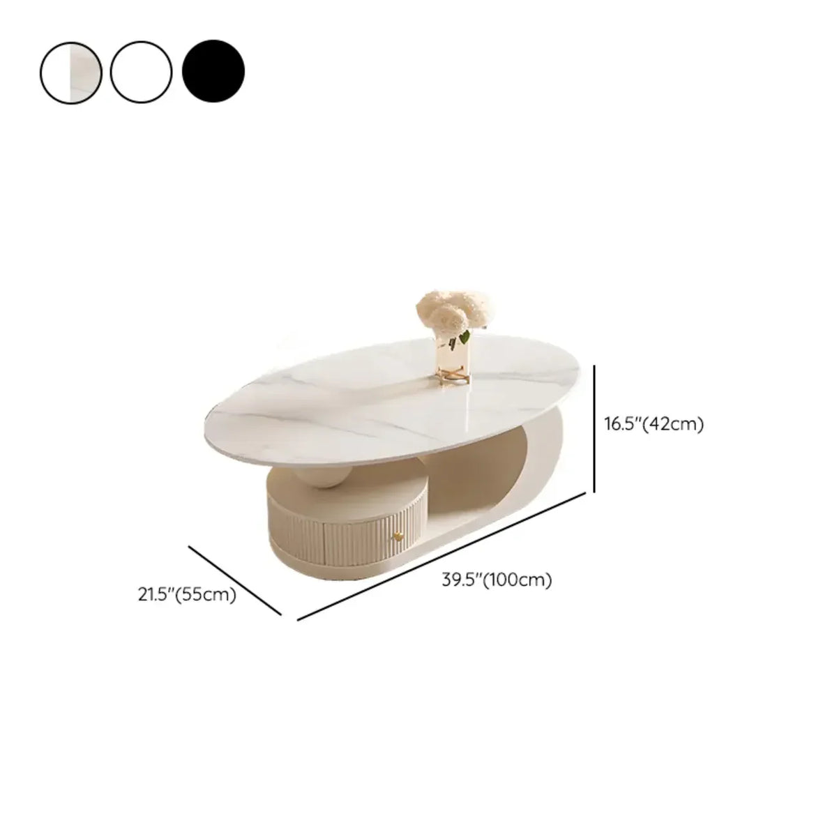 Modern White Stone Top Coffee Table with Scratch Resistant