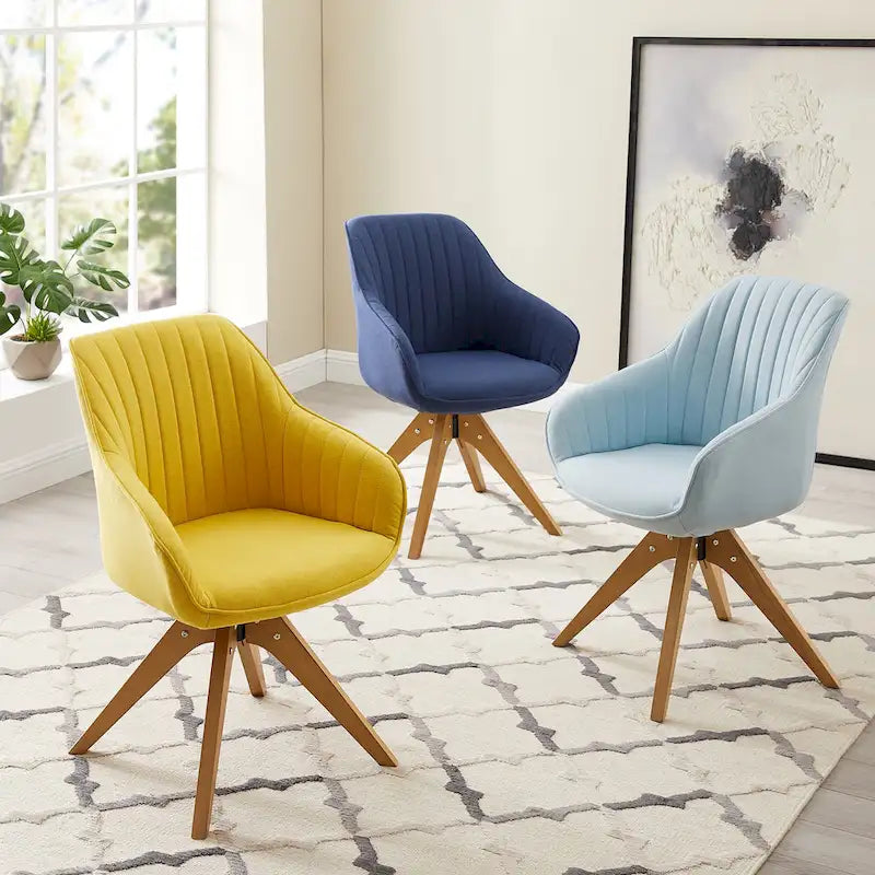 Modern Home Office Swivel Arm Accent Chair with Wood Legs