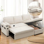 80 L-Shaped Sofa Couch Bed, Sofa Sleeper with Pull Out Bed, Reversible Sleeper Sofa Bed