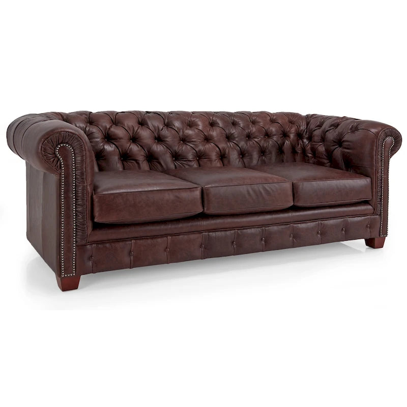Hancock Tufted Top Grain Italian Leather Chesterfield Sofa - 31 H x 86 W x 40 D