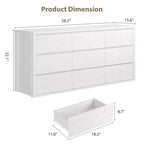 9 Drawer Dresser for Bedroom, Wide Modern Wooden Chest of Drawers with Large Storage, Wood Dresser Organizer for Living Room, Hallway, Entryway