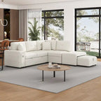 L-Shaped 4-Seat Sectional Sofa with Pull-Out Bed, Ottoman, USB Ports & Drop-Down Table