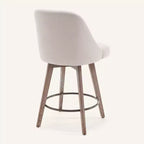 Bekrvio 26 Counter Height Swivel Bar Stools Set of 4 Backs and Wood Legs,Linen Fabric/PU Leather Upholstered Barstools for Kitchen Island