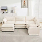 Modern 113.4D*79.13W Oversized Corduroy Modular 5-Seat Sectional Sofa Set with Ottoman U Shaped Sofa Couch with Corner Sofa,HYLEORY