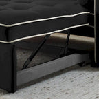 Velvet Multi-Functional Pull-Out Sofa Bed Adjustable Reclining Backrest With Pillows - N/A