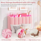 Bed frame with storage headboard, childrens bed frame with 2 drawers, fabric upholstered platform bed, contoured headboard with bookshelf