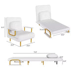 Folding Sofa Bed 3-in-1 Convertible Chair - 5-Position Adjustable Backrest with Pillow, Space-Saving Sleeper for Living Room, Bedroom & Office (White)